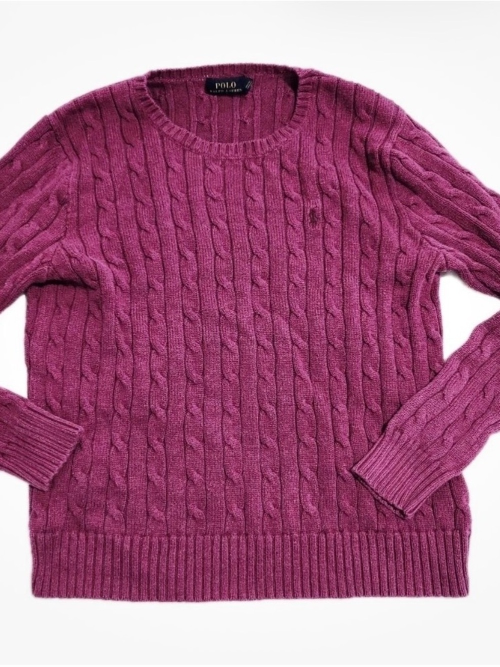 Polo by Ralph Lauren Women's Cable Knit Crewneck Sweater - Berry Pink